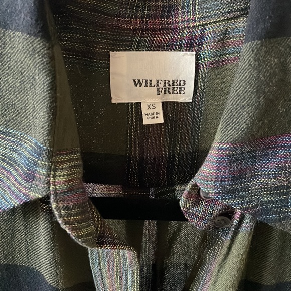 Wilfred Free Daphne plaid blouse olive green sz XS - Picture 3 of 6